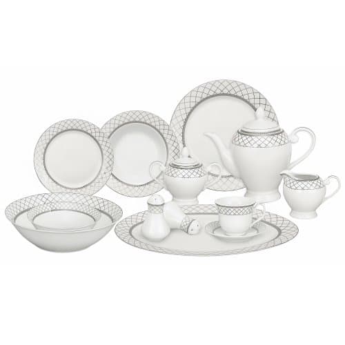 Lorren Home Trends 57-Piece Porcelain Dinnerware Set for 8, Alina-GD — Verona