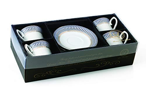 Refined and simplified title: Lorren Home Trends Sapphire 4-Piece Cup and Saucer Set, Blue