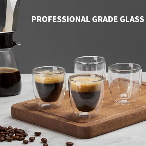 Set of 4 Double Walled Espresso Cups for Espresso Lovers