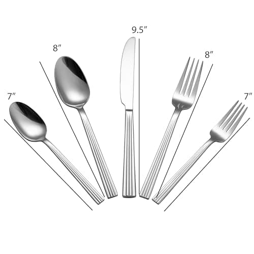 Lorren Home 20 Piece Stainless Steel Flatware Set, Dishwasher Safe, Servings 4