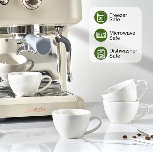 Set of 4 Porcelain Espresso Cups - 4oz, White, Microwave and Dishwasher Safe