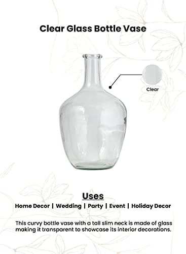 Serene Spaces Clear/Brown Tall Glass Vase, Elegant Home Decor for Fresh or Dried Flowers