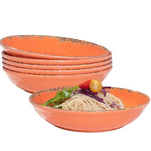Vintage Cool Grey Melamine 9.25 Inch Bowls Set, 6 Piece Mealware — Antique Orange