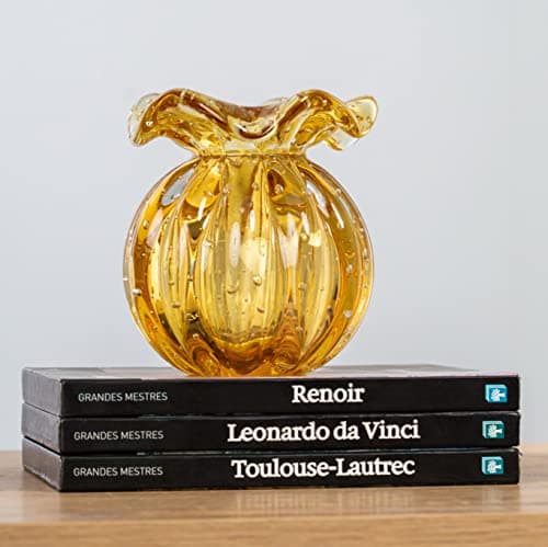 Murano Crystal Vases for Flowers - Elegant Decorative Centerpiece & Small Crystal Vase for Home Decoration - 4.72x4.72 Inches