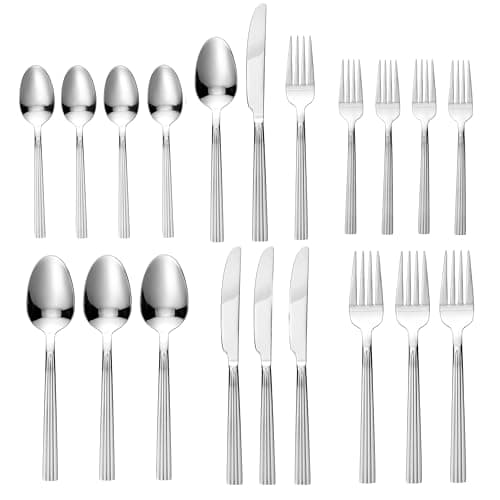 Lorren Home 20 Piece Stainless Steel Flatware Set, Dishwasher Safe, Servings 4