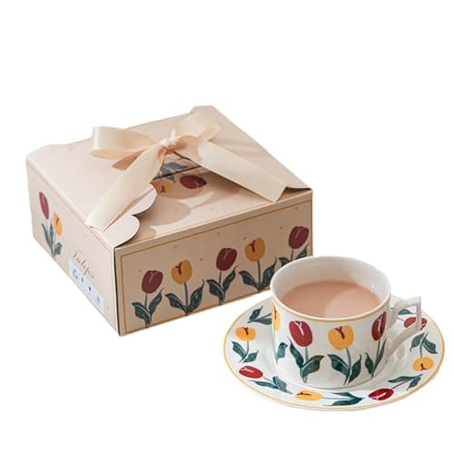 Vintage Floral Ceramic Coffee Cup and Saucer Set - Perfect for Espresso, Tea or Coffee Lovers — Tulip