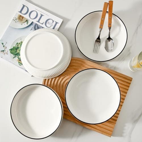 White 8" Ceramic Pasta Bowl Set of 4, 30 Ounces
