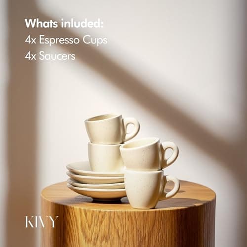 KIVY 3 oz Espresso Cup Set of 4 - Thick Walled Stoneware