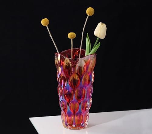 Ultimate Handmade Crystal Glass Gray Flower Vase — Red-waterdrop Style