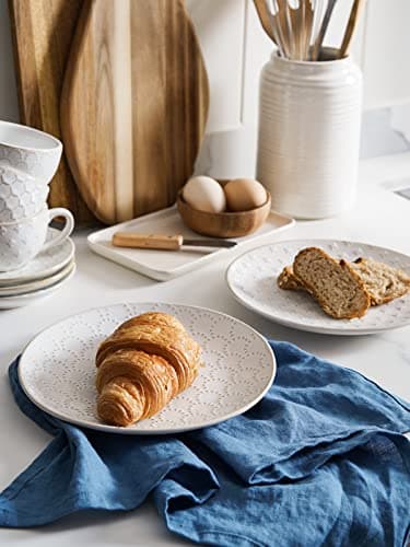 LE TAUCI Arctic White Dinnerware Set - 12 PCS Ceramic Plates & Bowls