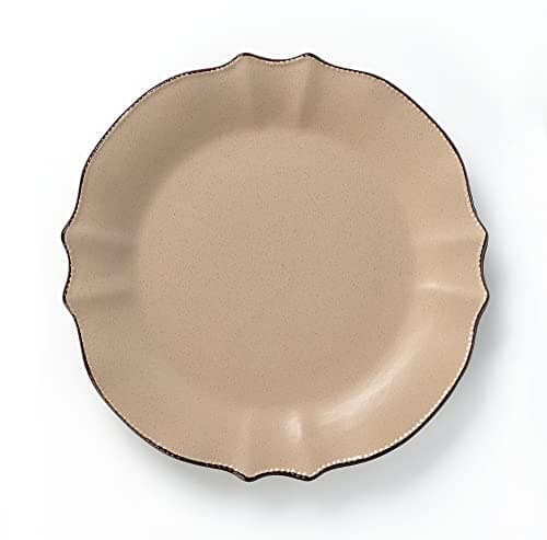 Lorren Home Trends 16-Piece Scalloped Edge Cocoa Dinnerware Set