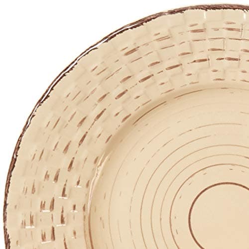 Lorren Home Trends Buttercup Distressed Weave 16 Piece Dinnerware Set