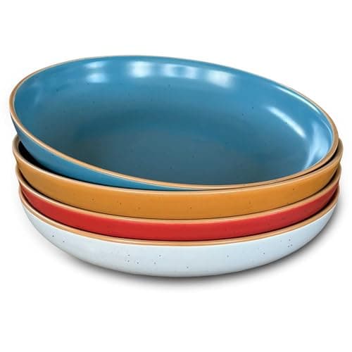 Mora Ceramic 30oz Large Pasta Bowls, Set of 4 - Microwave & Oven Safe - Modern Porcelain Stoneware Dinnerware — Marina Colors