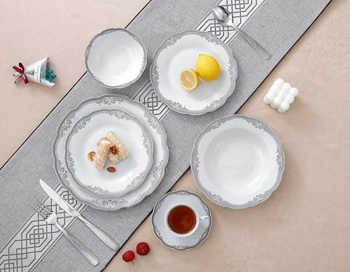 Elizabeth Silver Dinner Set by Lorren Home Trends