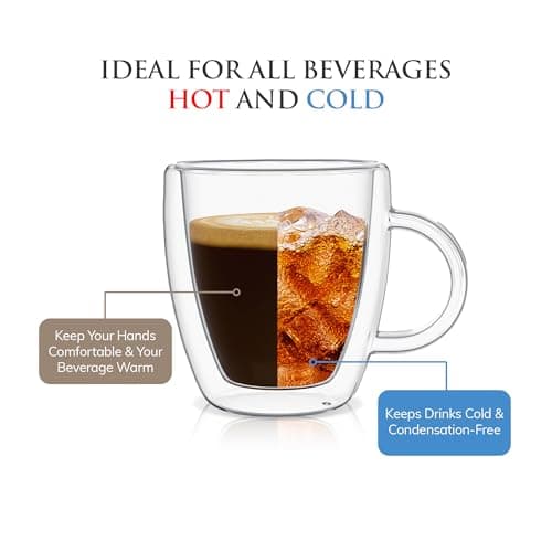 Double Wall Insulated Espresso Mugs (Set of 2) for Mindful Design - 5.4 oz