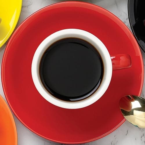 Lorren Home Trends Red Espresso Cups & Saucers, Set of 6