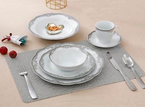 Elizabeth Silver Dinner Set by Lorren Home Trends