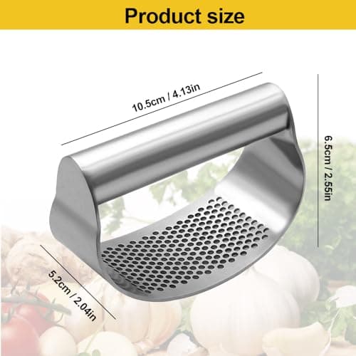 Stainless Steel Garlic Chopper with Peeler and Brush (Silver A)