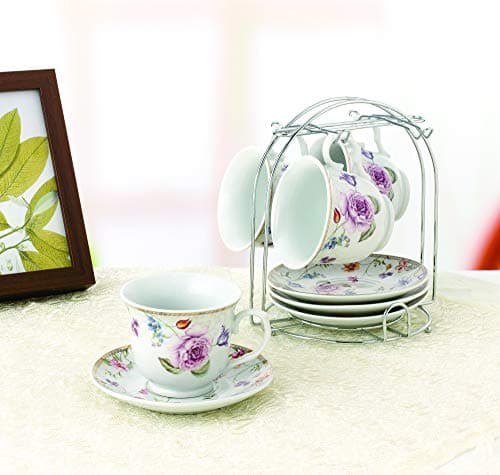 Lorren Home Trends 230-2020 Cups and Saucers, Purple
