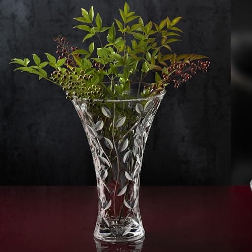 Lorren Home Trends Crystal Laurus Vase 11" Made in Italy
