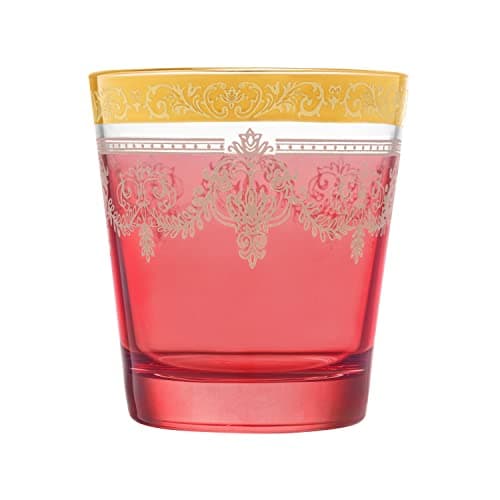 Lorren Home Trends Double Old Fashion Set of 6 Multicolor Gold Band