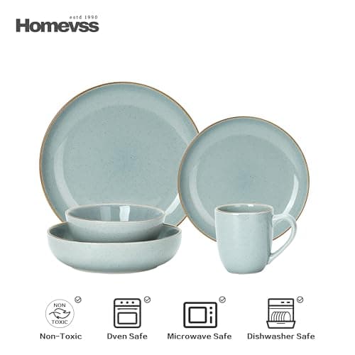 Eur-Nordic Shiny Glaze Grey Dinnerware Set with Speckle Effect