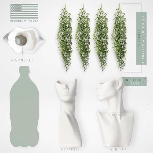 Faux String of Pearls Plant Face Vase with Succulents for Table DecorATIONS