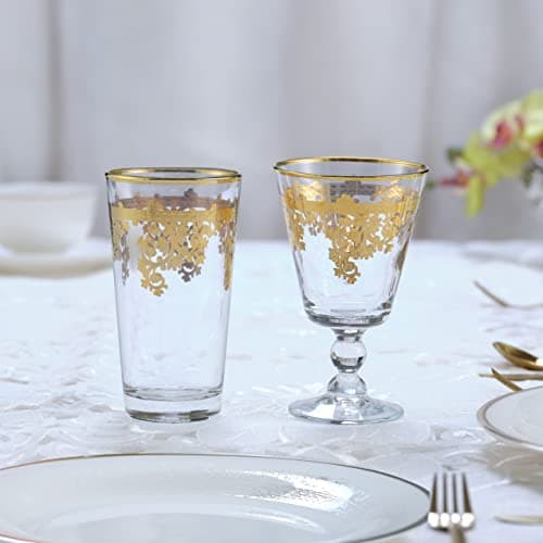 Lorren Home Trends Rosalia Gold Short Goblets Set
