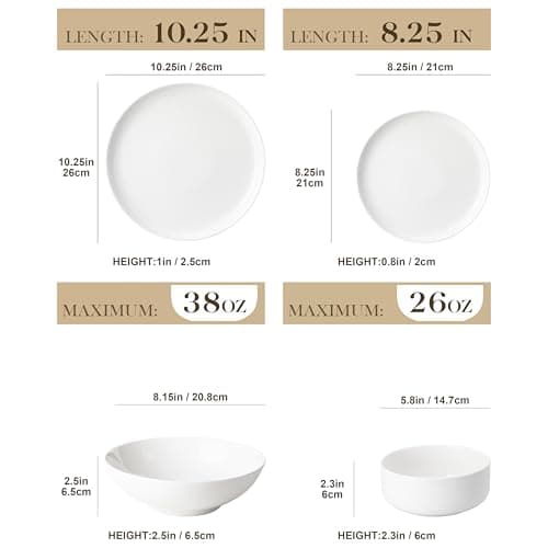 MALACASA Series LUNA 24-Piece Modern Porcelain Dinnerware Set