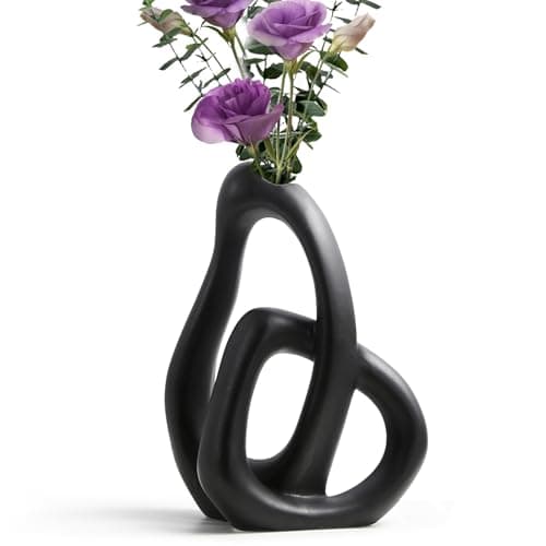 Modern White Ceramic Vases for Home Decor — Black