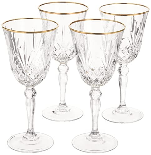 Siena Collection Crystal Red Wine Glasses with Gold Band Design - Set of 4