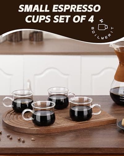 4-Piece Clear Espresso Cup Set, 5 Ounces, Machine Accessories