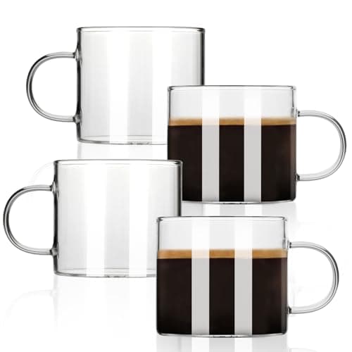 4-Piece Clear Espresso Cup Set, 5 Ounces, Machine Accessories — 4PCS of Cylindrical Shape