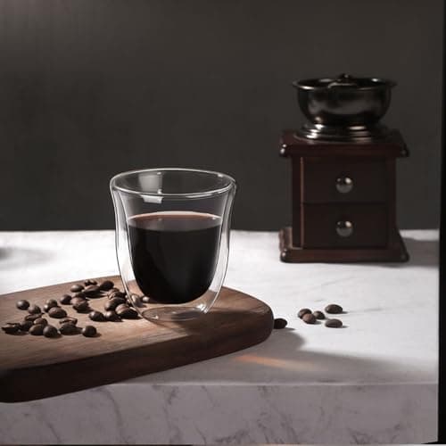 Double Walled Espresso Cups Set of 2, 5 oz Clear Insulated Mugs