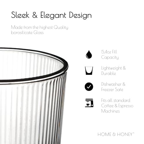 Insulated Glass Espresso Cups - Set of 2, 5.4oz