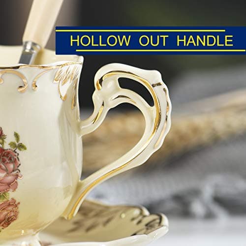 YOLIFE 8 oz Floral Porcelain Teacup Set with Holder