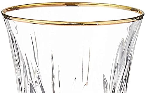 Lorren Home Trends Siena Collection Crystal White Wine Glass, Gold Band, Set of 4, 6 fl oz