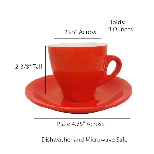 Lorren Home Trends Red Espresso Cups & Saucers, Set of 6