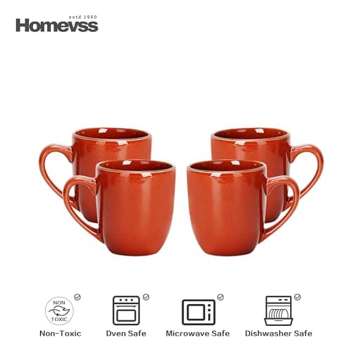 Eur-Nordic Shiny Glaze Grey Dinnerware Set with Speckle Effect — Orange