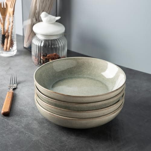 Large 8.5'' Pasta Bowls, Set of 6 Stoneware Serving Bowls