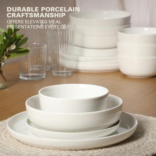 Gibson Home Oslo Porcelain Chip & Scratch Resistant Dinnerware Set, White (16pcs, Service for 4)