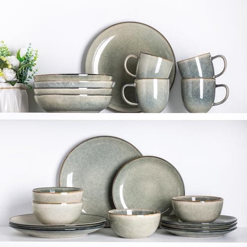 AmorArc Ceramic Dinnerware Set for 4, 12 Pieces Handpainted Stoneware