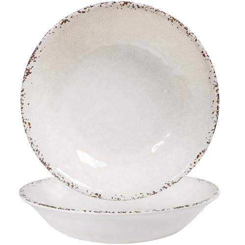 Vintage Cool Grey Melamine 9.25 Inch Bowls Set, 6 Piece Mealware — Ivory