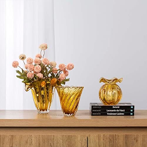 Murano Crystal Vases for Flowers - Elegant Decorative Centerpiece & Small Crystal Vase for Home Decoration - 4.72x4.72 Inches