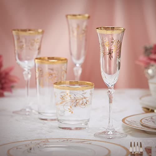 Lorren Home Trends Rosalia Flower Flute, Set of 4