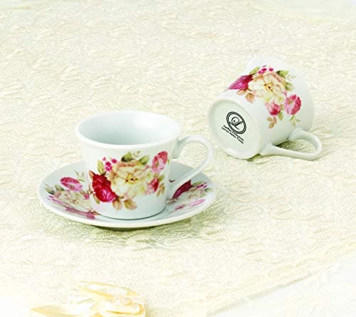 Lorren Home Trends 80-1234 Cups and Saucers, One Size, Red