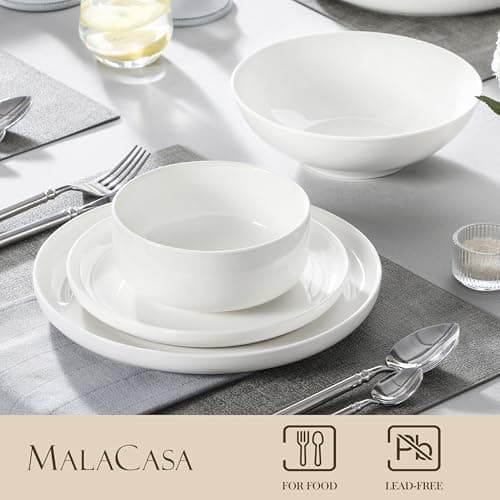 MALACASA Series LUNA 24-Piece Modern Porcelain Dinnerware Set