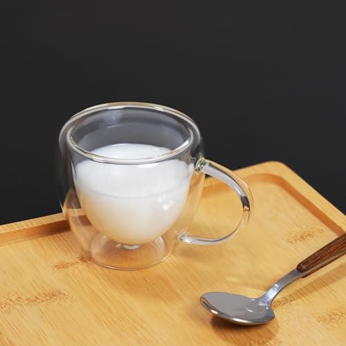 2.5 oz Double Wall Insulated Espresso Cups Set of 2 with Handle - Perfect for Espresso Machine