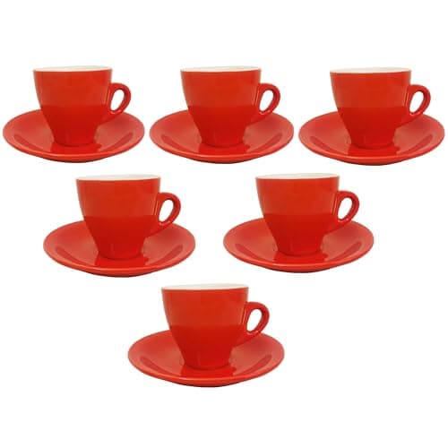 Lorren Home Trends Red Espresso Cups & Saucers, Set of 6