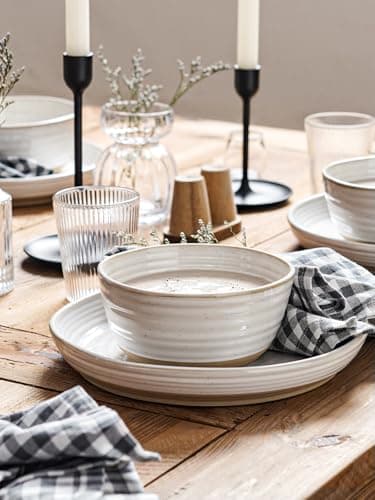 LE TAUCI Arctic White Dinnerware Set, 12 PCS, Oven Safe (4x 10" Plate, 4x 8" Salad, 4x 28 oz Bowl)